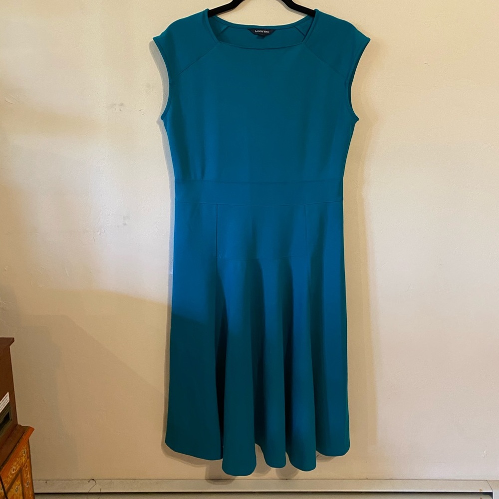 Lands’ End Turquoise Fit & Flare Dress